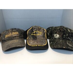 Lot Of 3 Camouflage Hats Men's Chevy Mossy Oak Hunting Hat